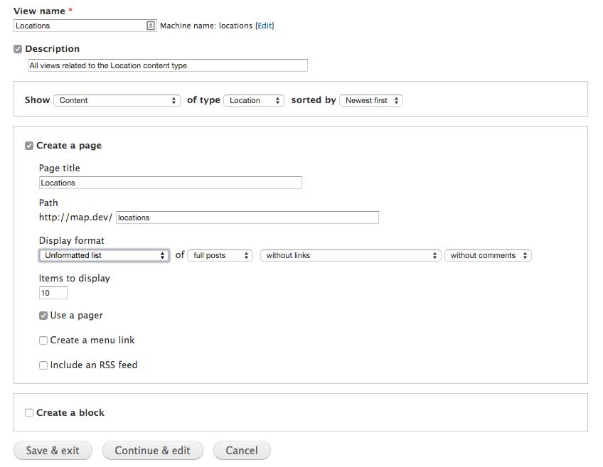 Setup location views