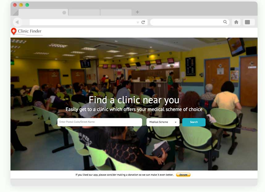 Clinic Finder home page