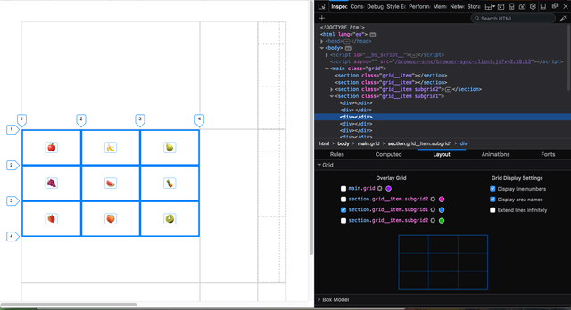 View grid area names on grid overlay