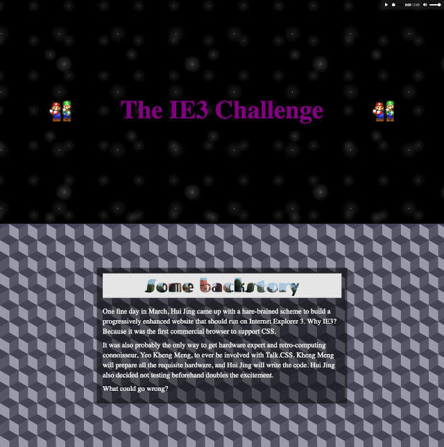 IE3 challenge website on Firefox Nightly