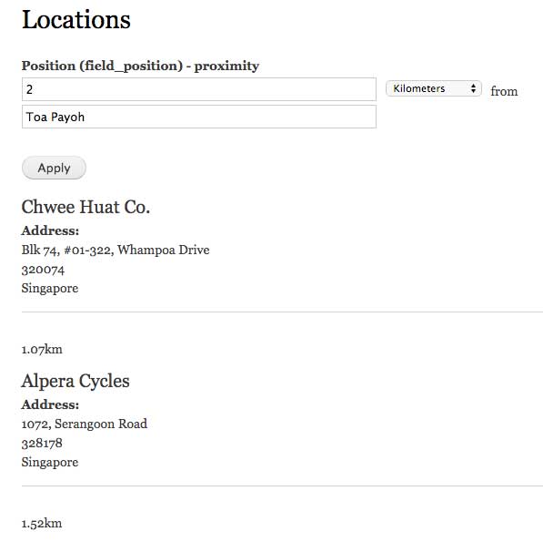 Location listing