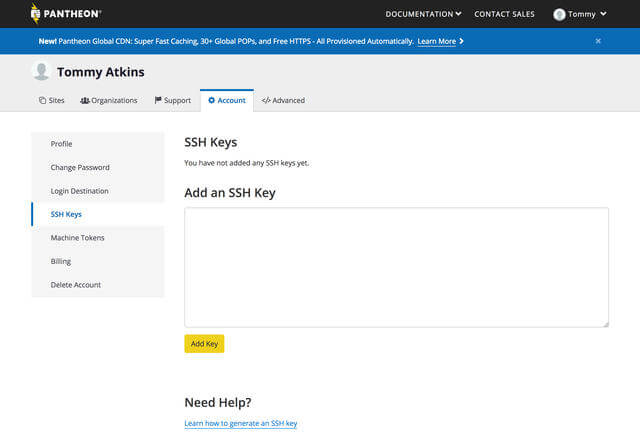 Add SSH keys to account
