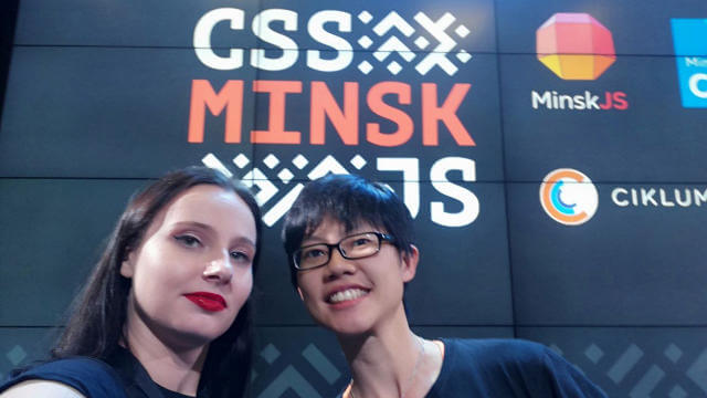 Sasha and I on the CSS-Minsk-JS stage
