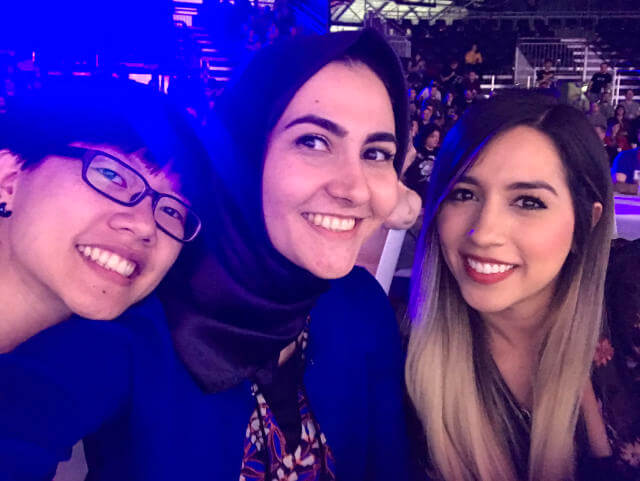 Selfie with 2 amazing women, Sareh Heidari and Estefany Aguilar at CSSconf EU 2019