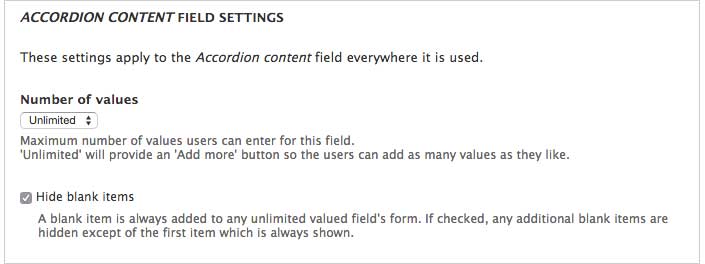 Accordion field settings