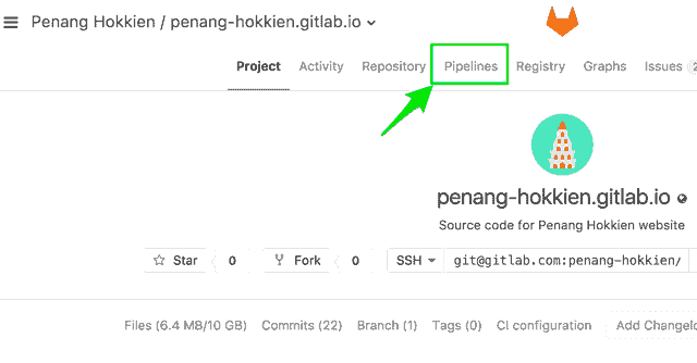 Pipeline option on toolbar