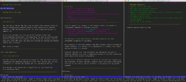 IE3 challenge website on Lynx