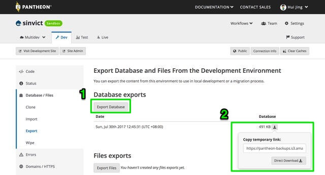 Export database